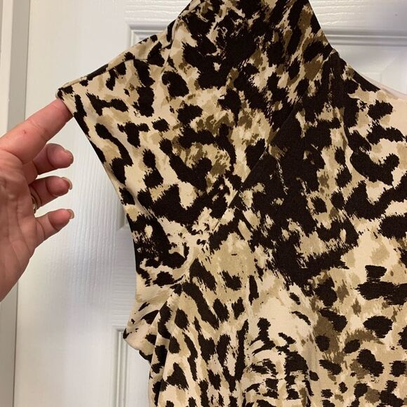 Eliza J Watercolor Leopard Belted Dress 16W NWT Mob Wife Chic - Picture 3 of 8